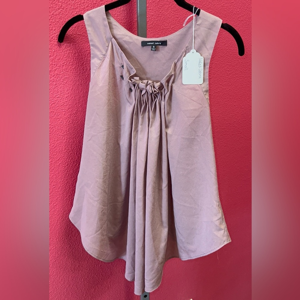 Naked Zebra Dusty Rose Pleated Front Sleeveless Camisole